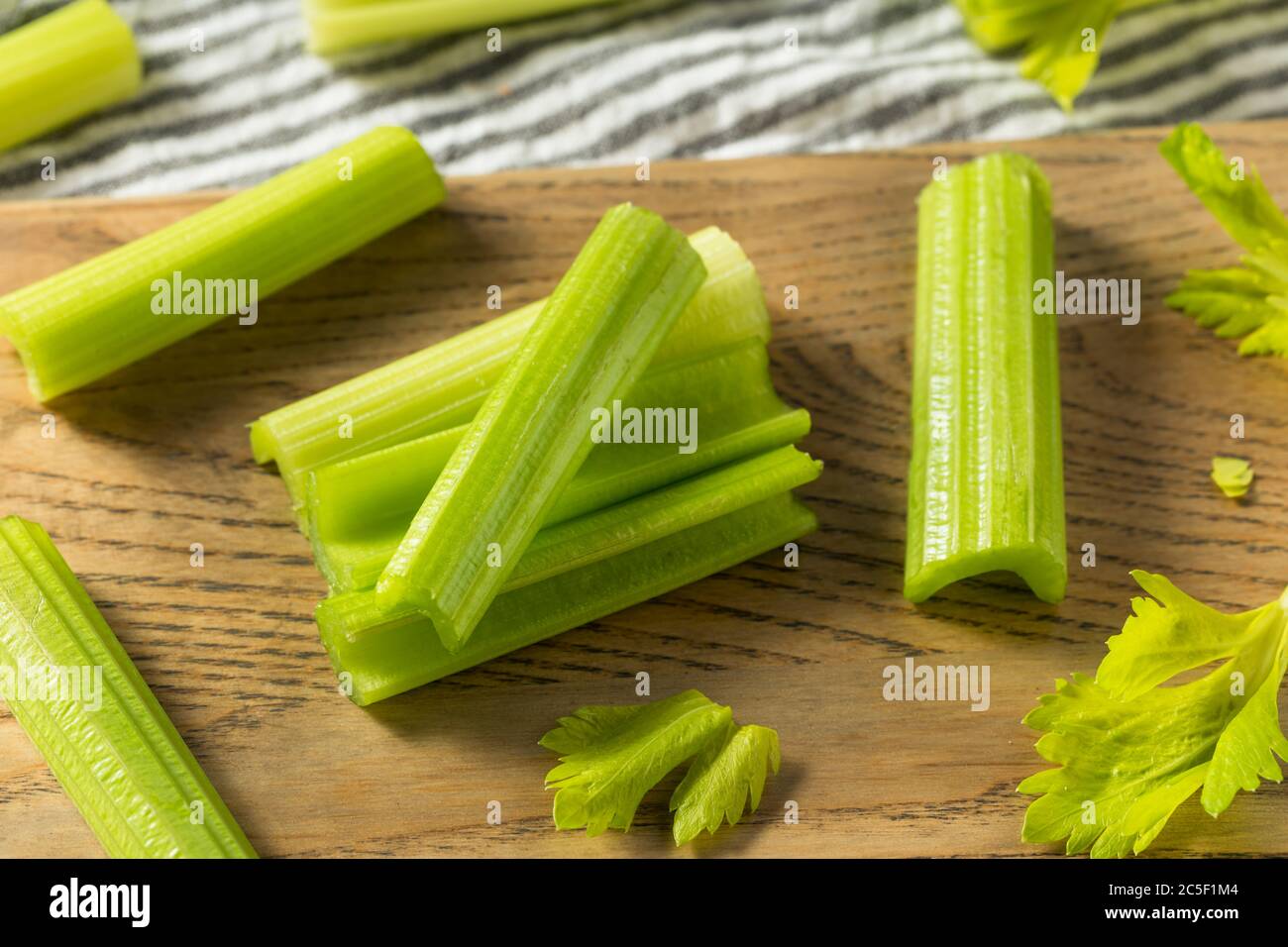 Organic Green Cut Celery Sticks Ready to Eat Stock Photo Alamy