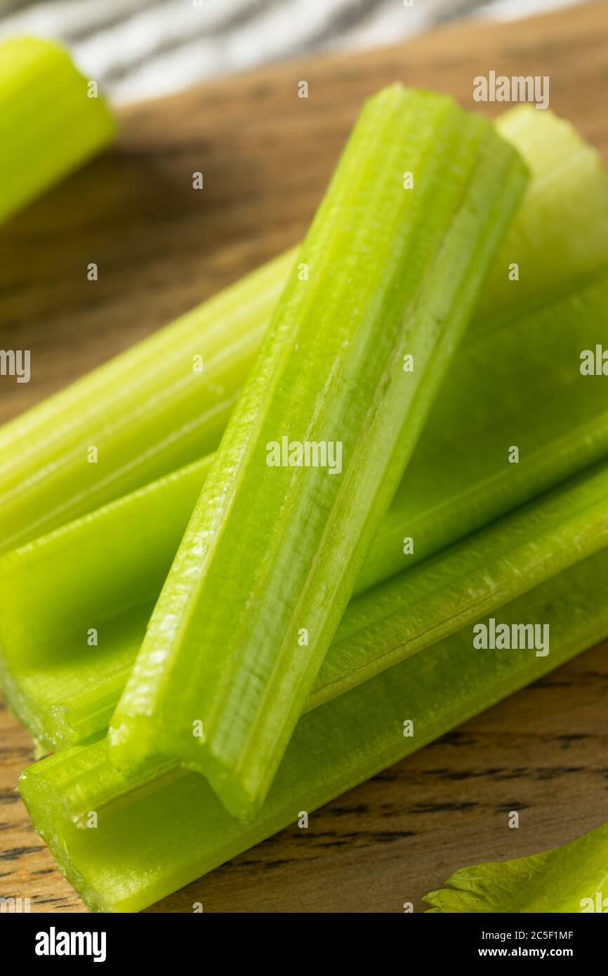 Organic Green Cut Celery Sticks Ready to Eat Stock Photo Alamy