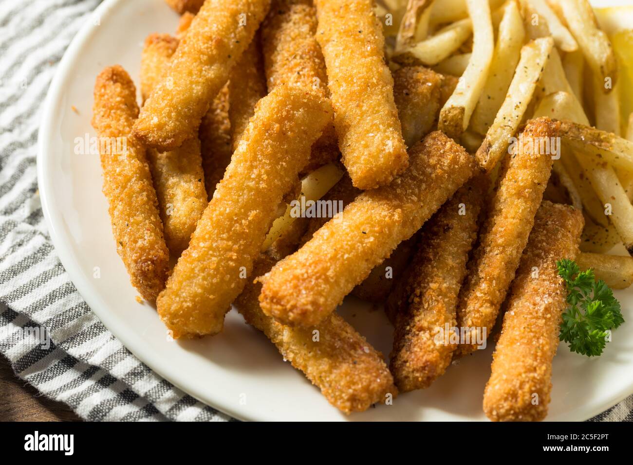 Homemade Deep Fried Fish Sticks and Fries with Dip Stock Photo Alamy