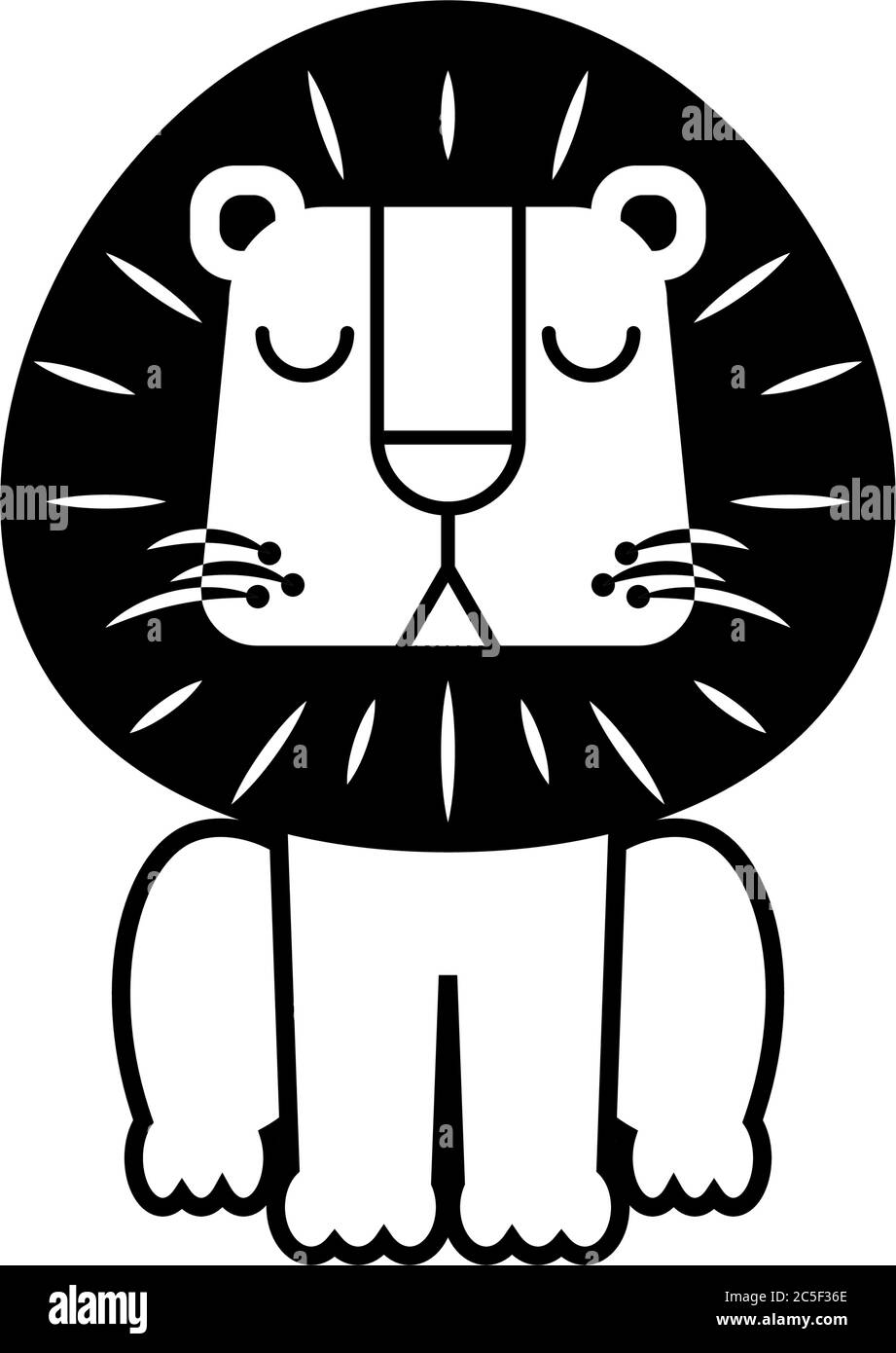 Black Lion Isolated Vector Zoo Wildlife Animal King Coloring book