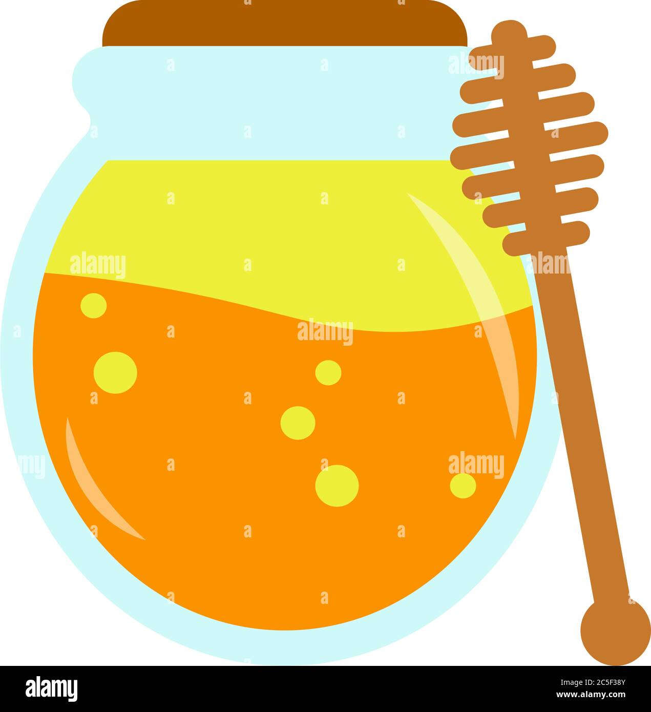 Honey in jar with honey dipper isolated vector illustration sweet golden syrup icon Stock Vector