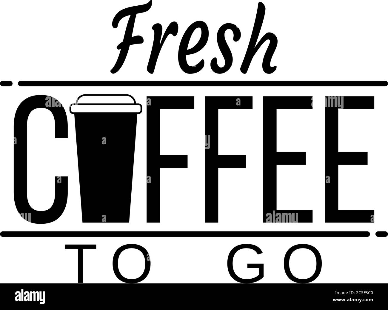 Fresh Coffee Text Icon Isolated Espresso Cafe Tea Black Vector Illustration Hot Beverage Stock Vector