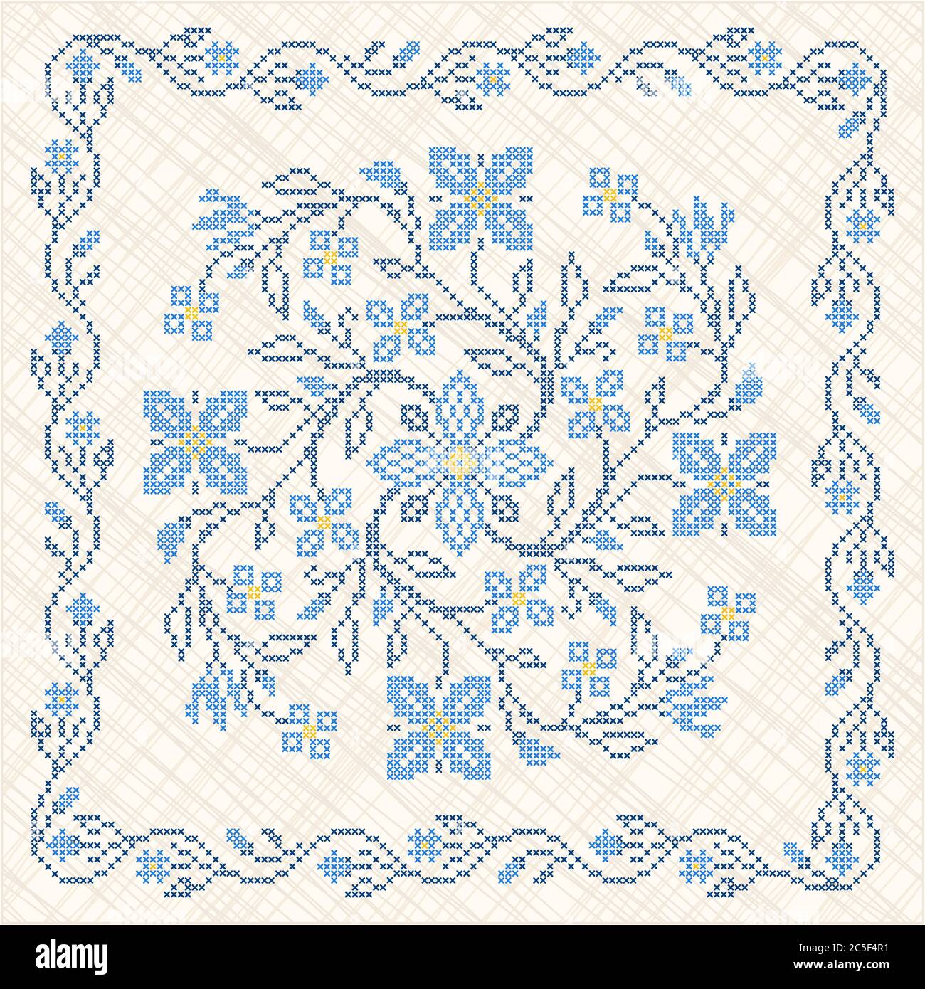 Crossstitch embroidery in Ukrainian traditional ethnic style Stock
