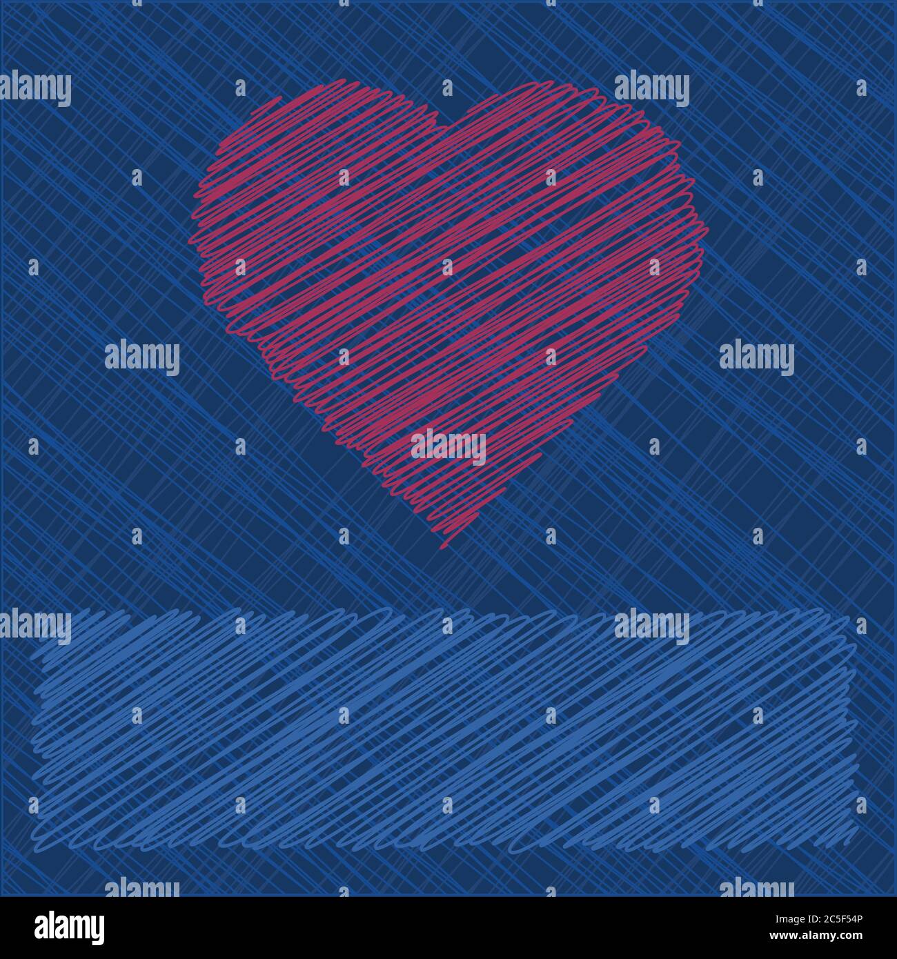 Valentine's Day Card in scribbled lines Stock Vector