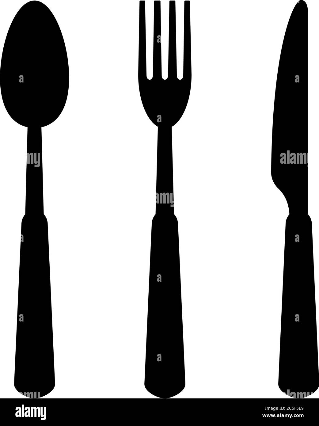 Black Fork, Knife And Spoon Icon Set Isolated Vector Illustration Kitchen Cutlery Food Restaurant Symbol Stock Vector