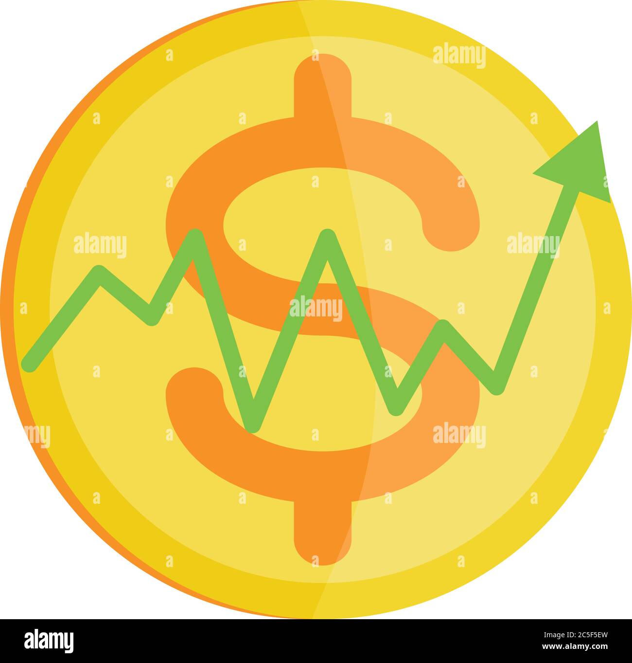 Golden Coin Icon Dollar Sign Money Symbol Arrow Up Earnings Vector