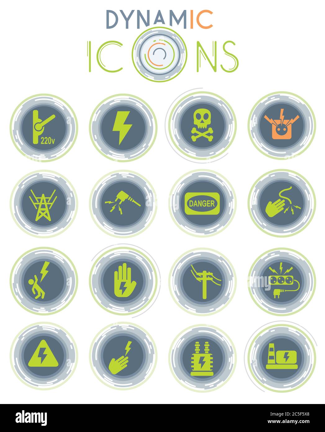 high voltage dynamic icons Stock Vector