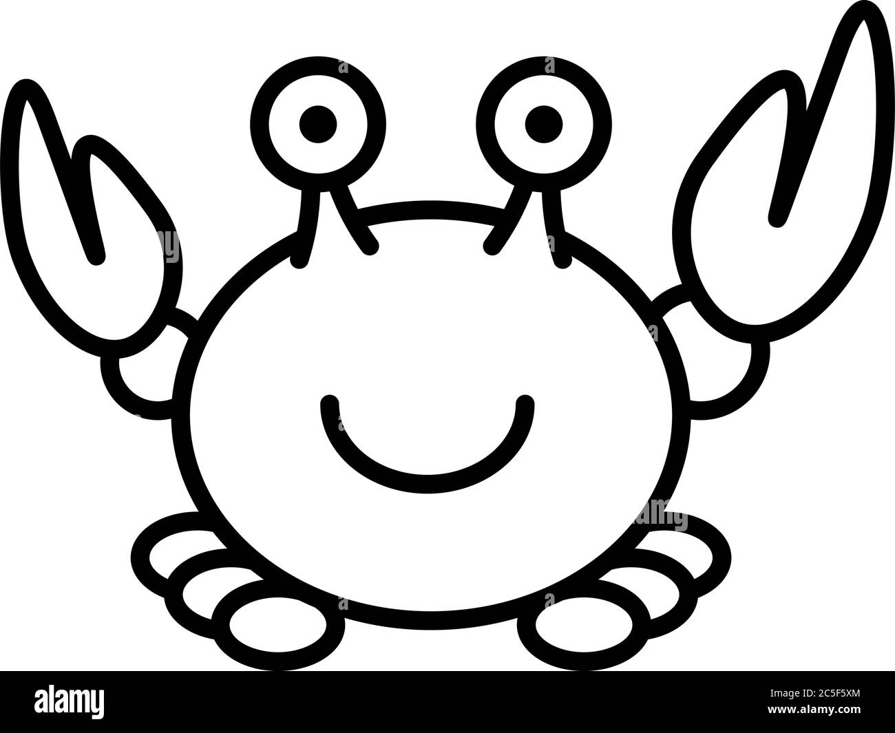 Black Crab Isolated Vector Sea Wildlife Animal Marine Life Colouring Drawing Illustration Stock Vector