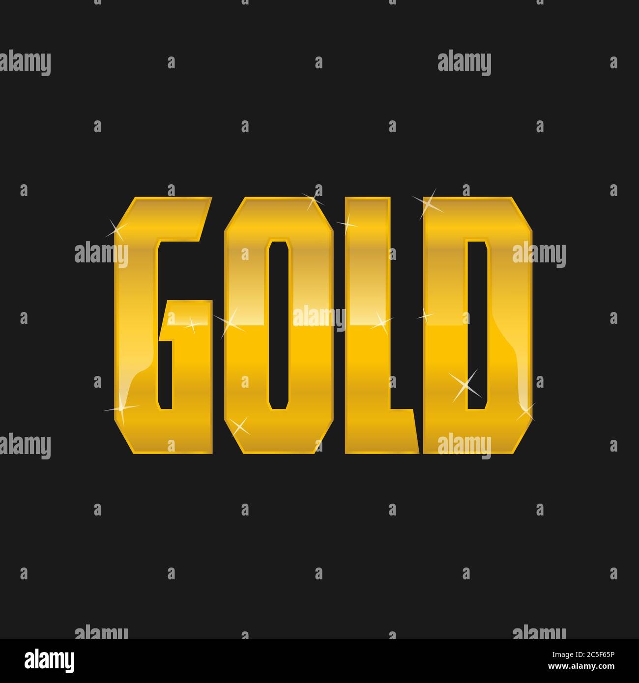 GOLD Text Logo On A Black Background Golden Shiny Icon Isolated Vector 
