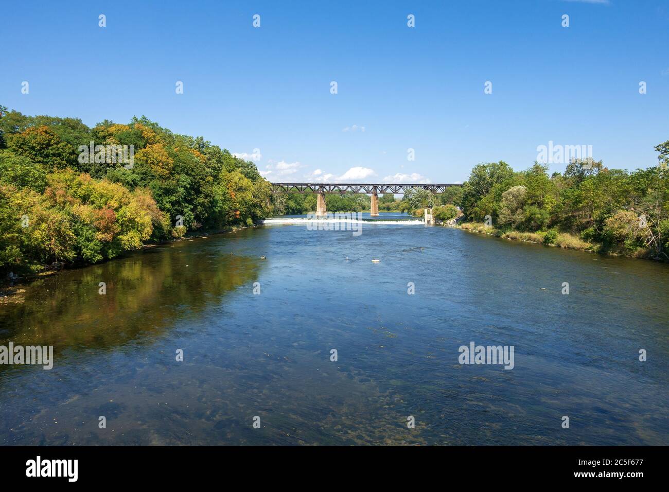 Railway Bridge Across The Grand River Paris Ontario Canada Stock Photo Alamy