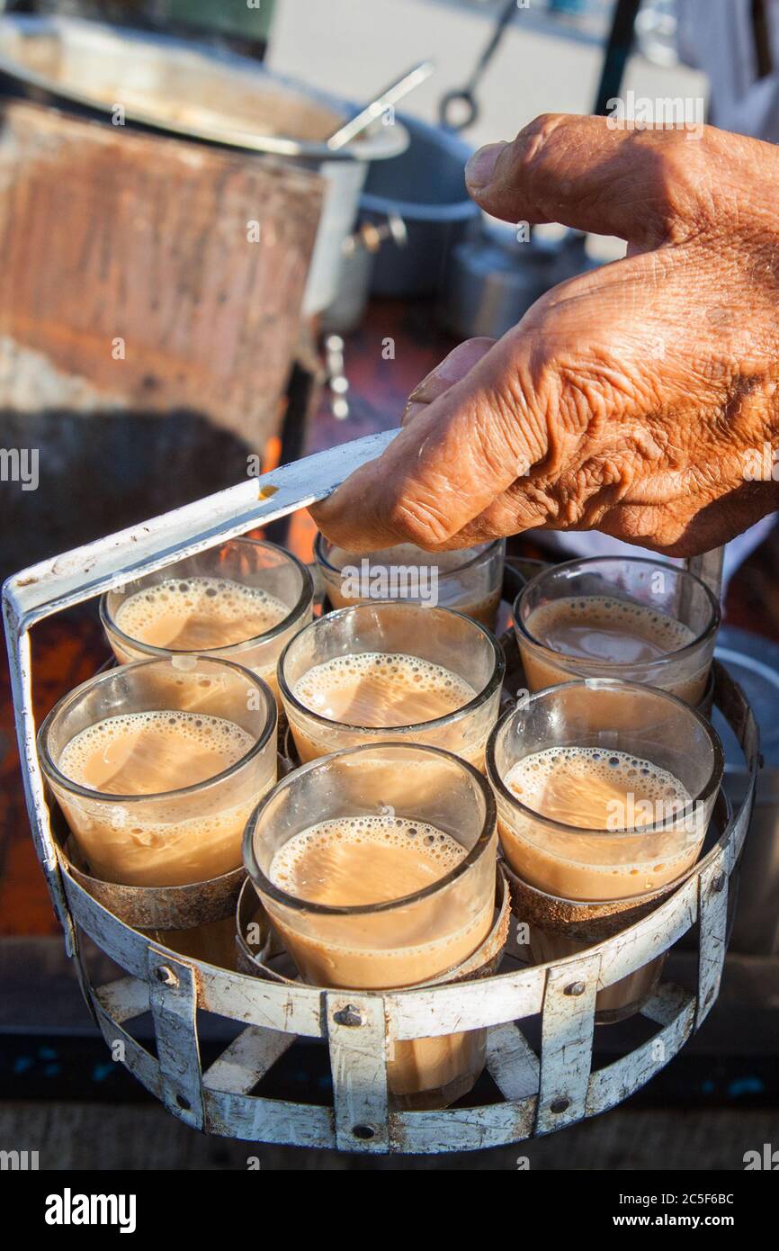 Glasses of chai (tea) n Dhule, Maharashtra, India Stock Photo