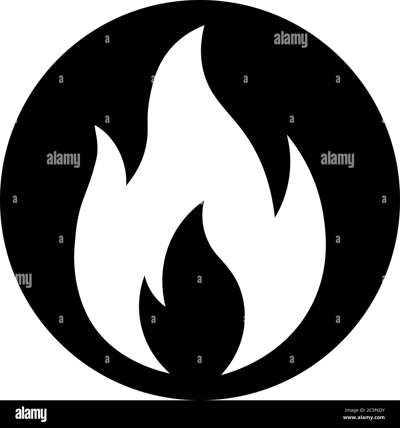 Fire flame vector icon black icon isolated on white background hot flammable symbol Stock Vector