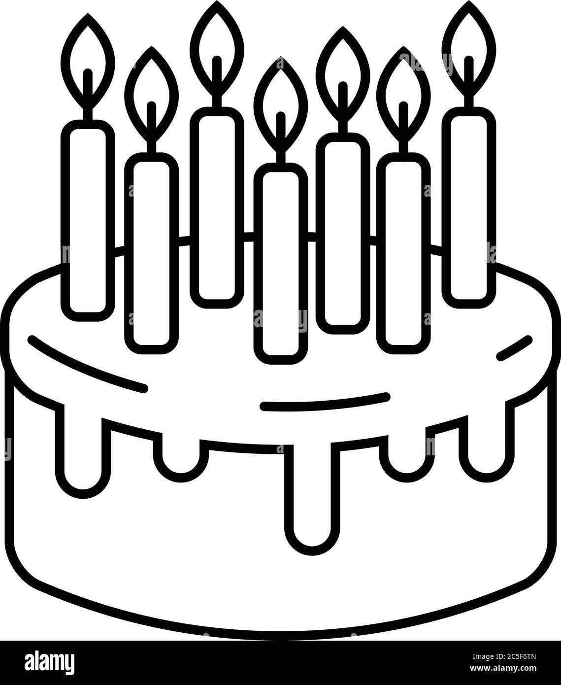 Birthday Cake Icon With Candles Sweet Party Dessert Symbol Vector Illustration Stock Vector
