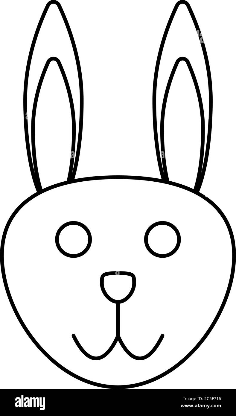 Bunny Head Icon Colouring book Cute Rabbit Cartoon Character Vector Illustration Stock Vector