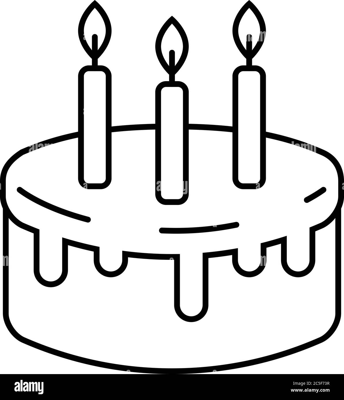 Birthday Cake Icon With Candles Sweet Party Dessert Symbol Vector Illustration Stock Vector