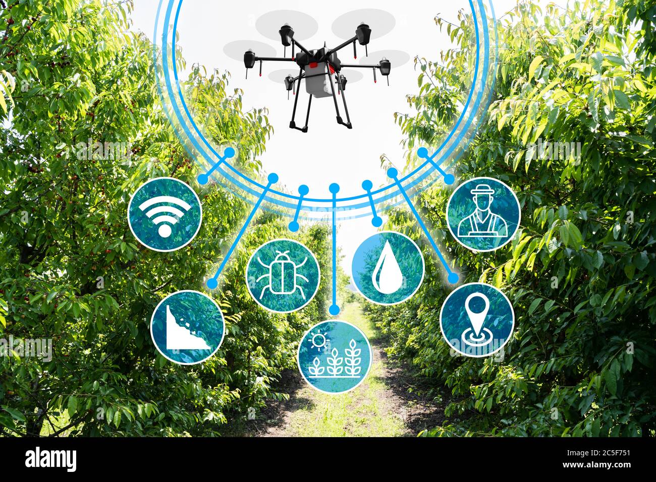 Agriculture Industry Farming Technology At Plant Field Or Farm Stock Photo