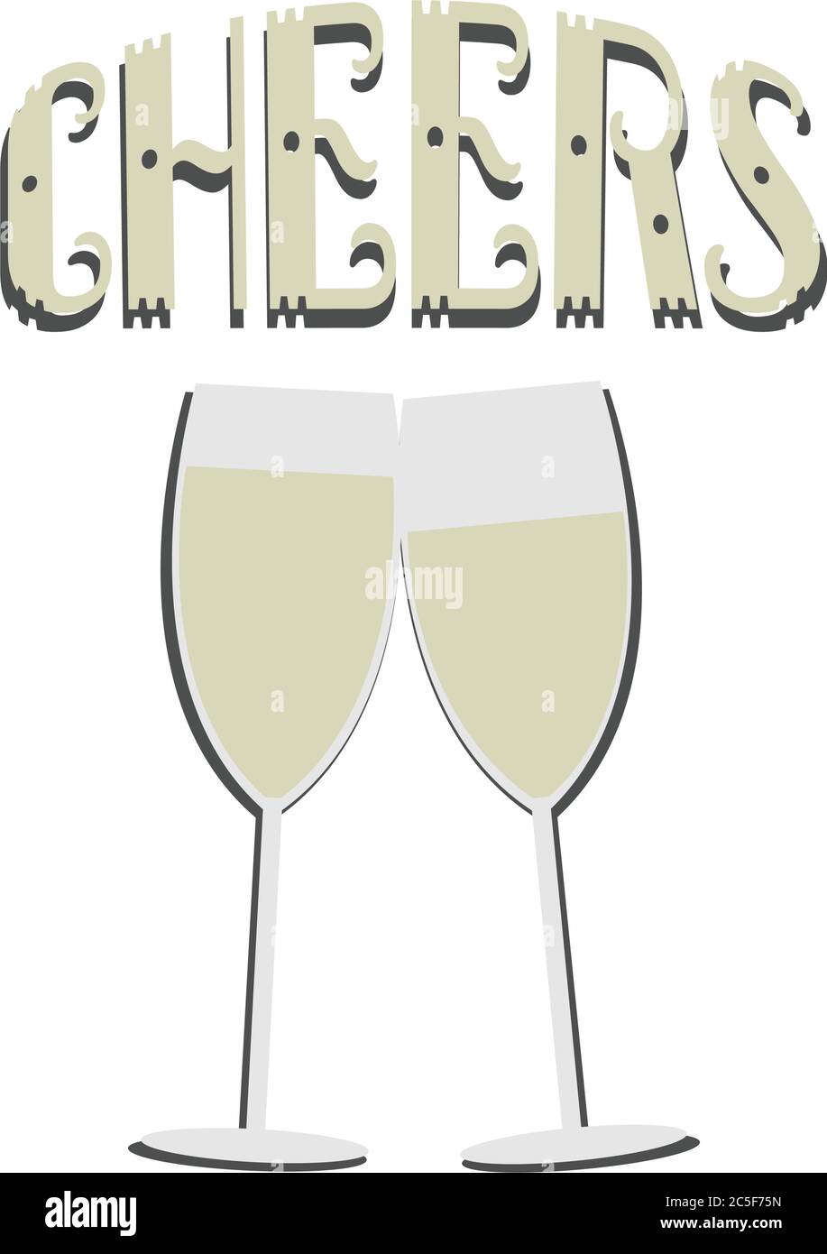 Two Champagne Alcohol Glasses Cheers Text Illustration Stock Vector