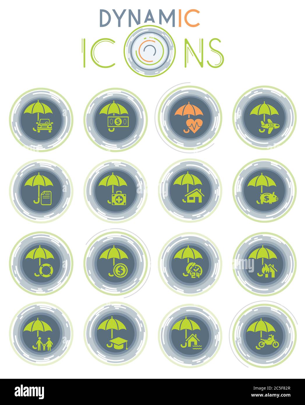 insurance dynamic icons Stock Vector