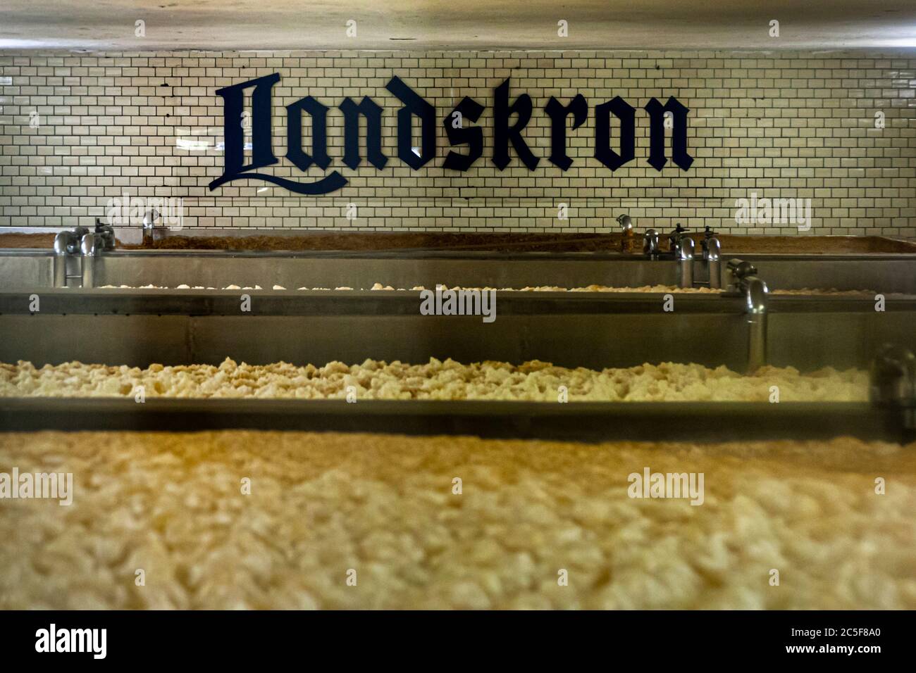 Open beer fermentation at the Landskron brewery in Görlitz Stock Photo