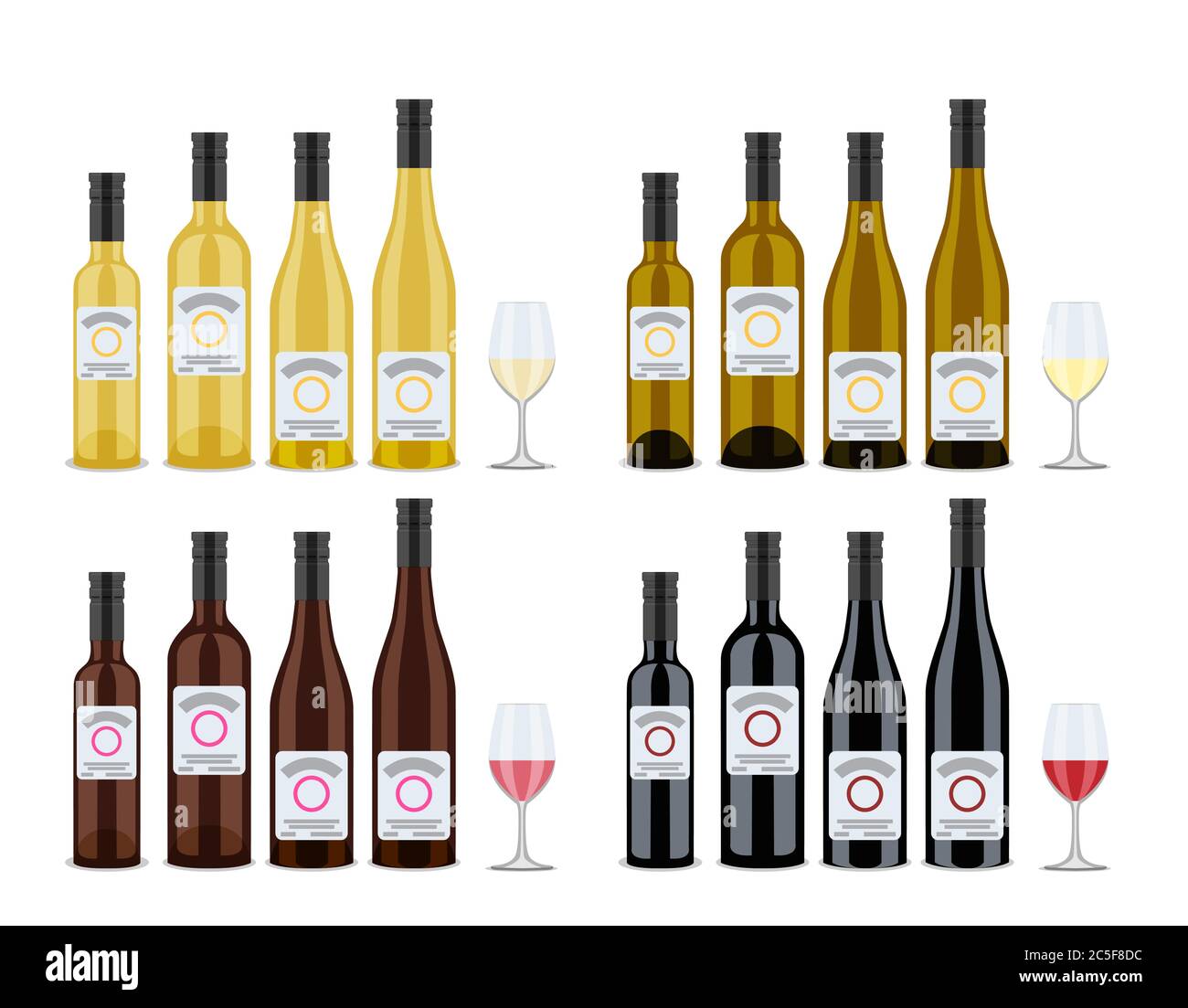 set of bottles of wine, flat design Stock Vector Image & Art - Alamy