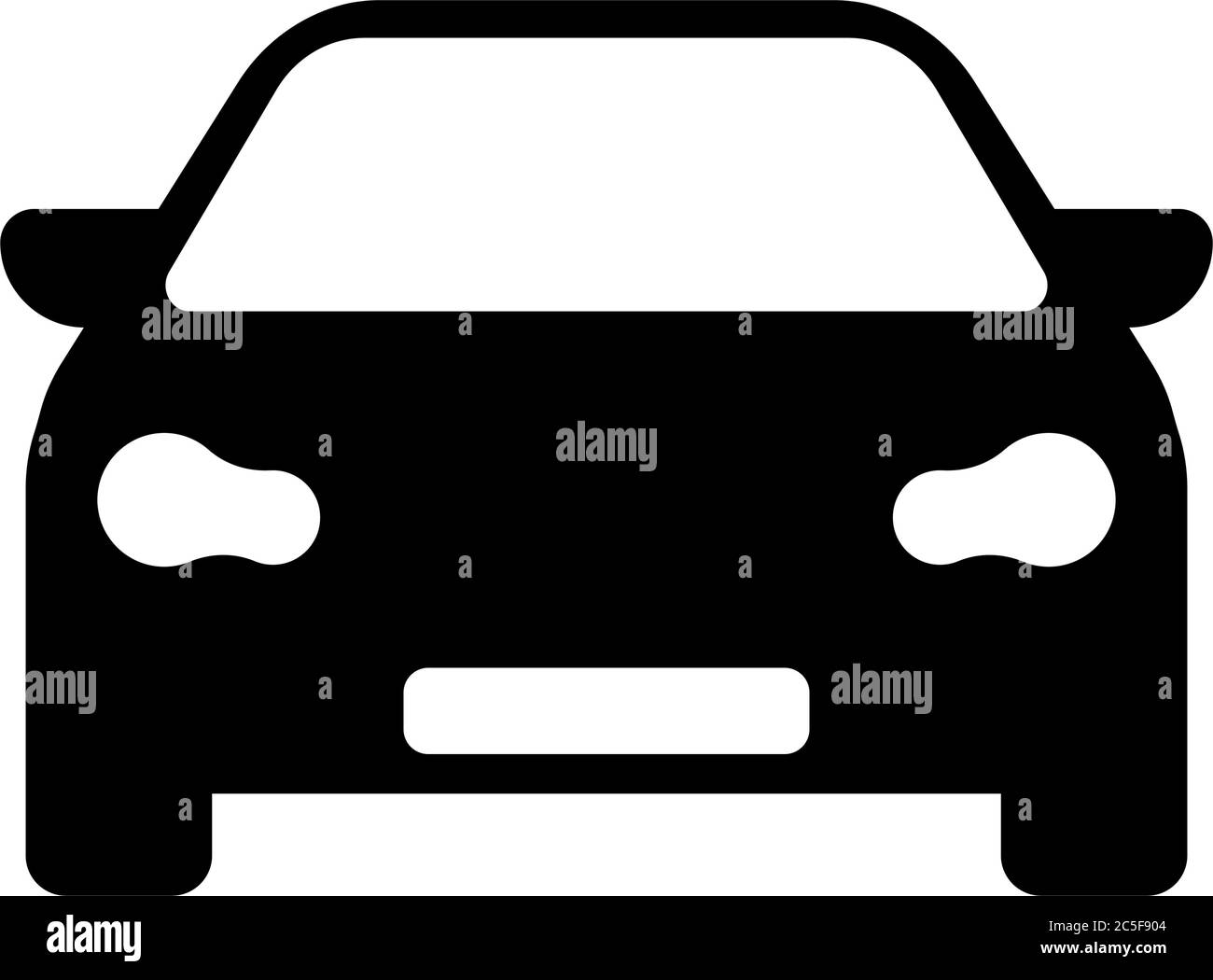 Car front flat design black vector illustration transportation symbol Stock Vector