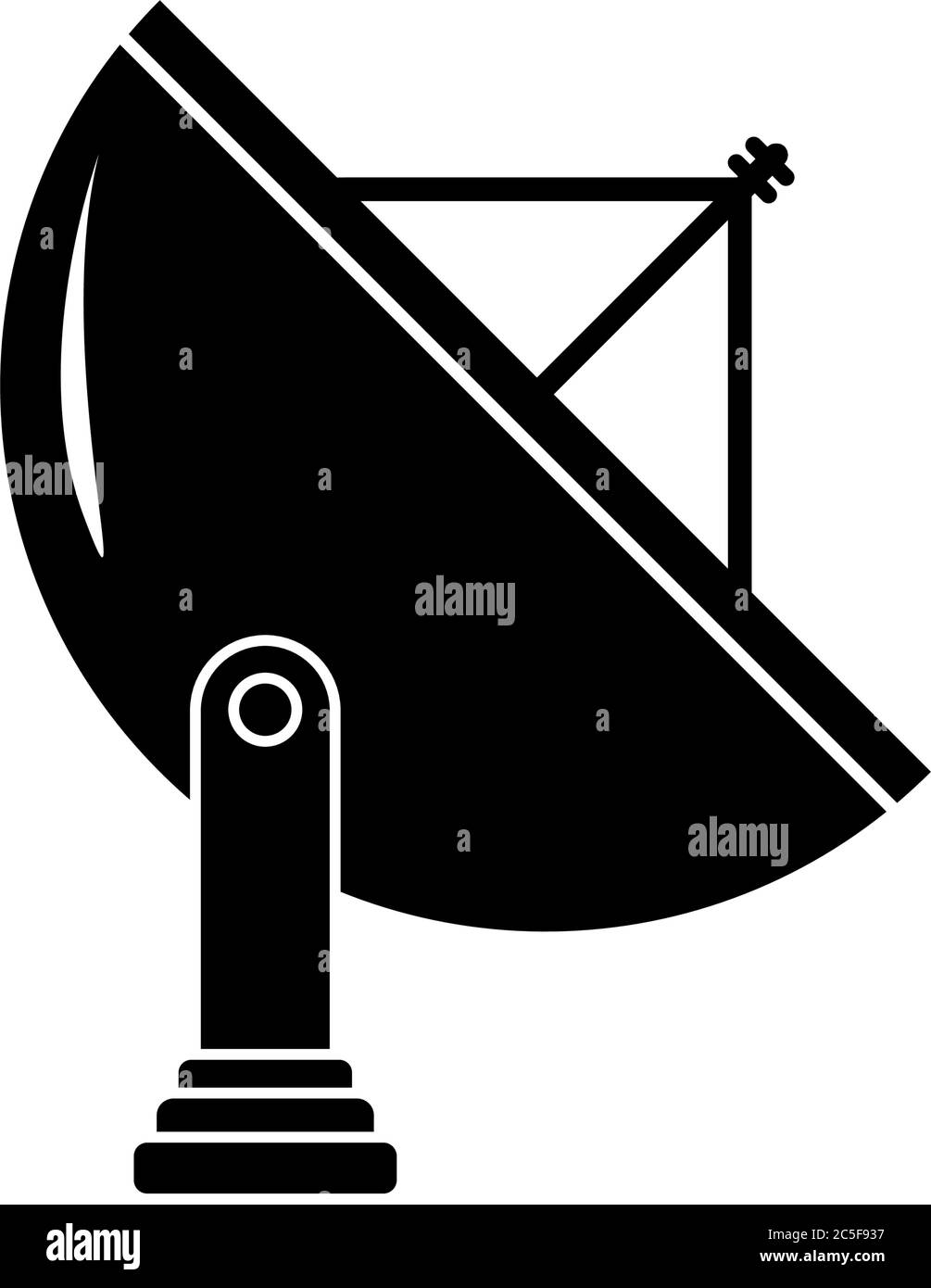 Satellite dish icon black communication broadcasting system technology symbol isolated on white background Stock Vector