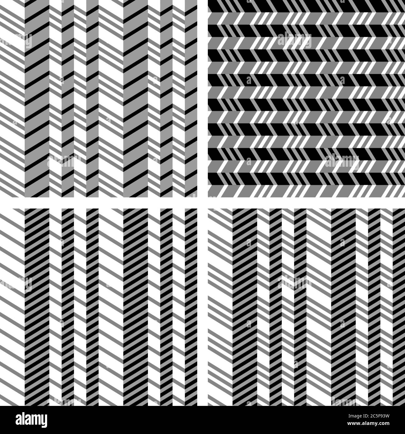 Set of geometrical seamless flat pattern with 3d illusion. Vector illustration. No gradients, no effects - only plain colors. Stock Vector