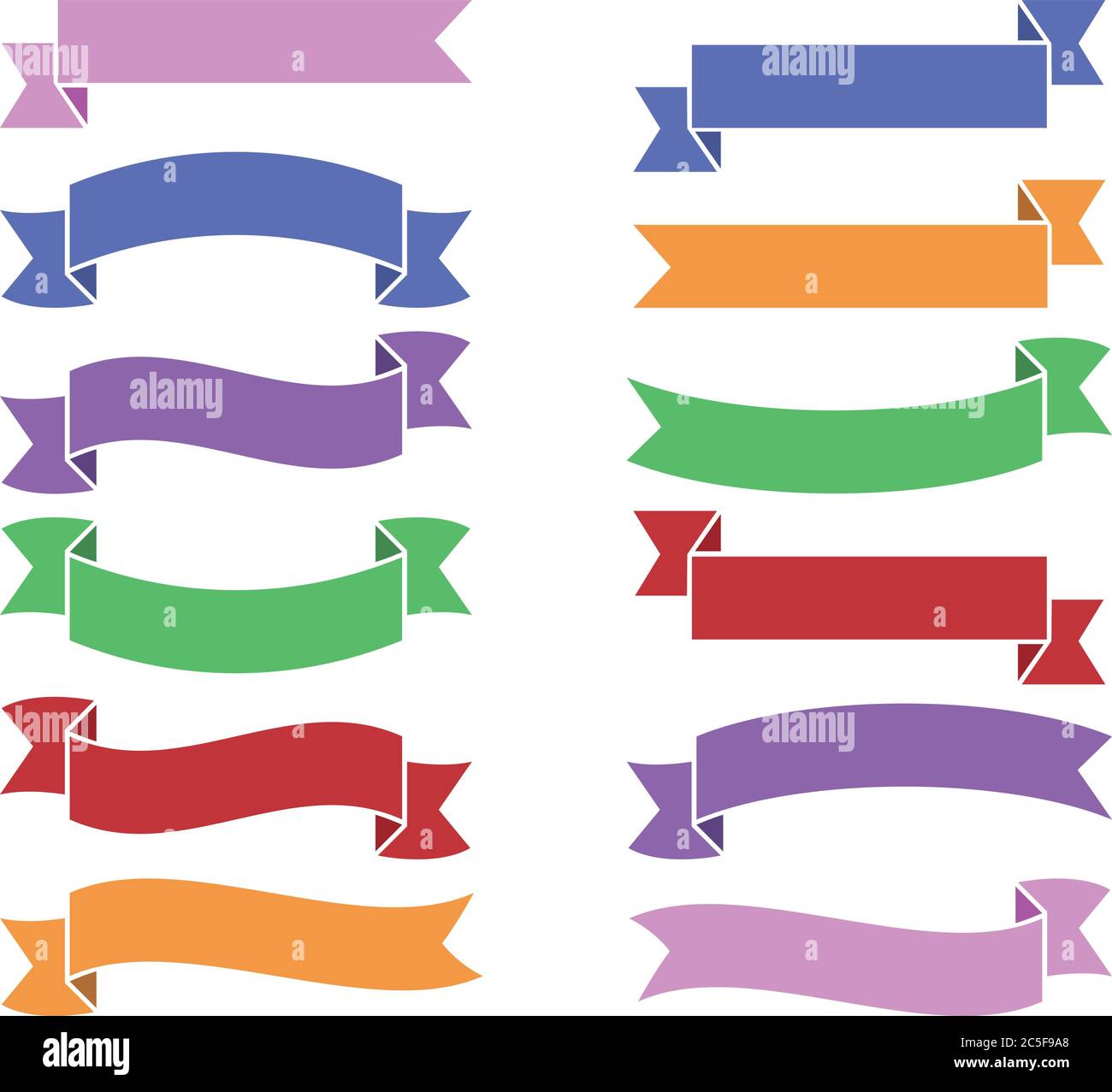 Ribbon Flag Banners Set Decoration Signs Ribbons Design Vector