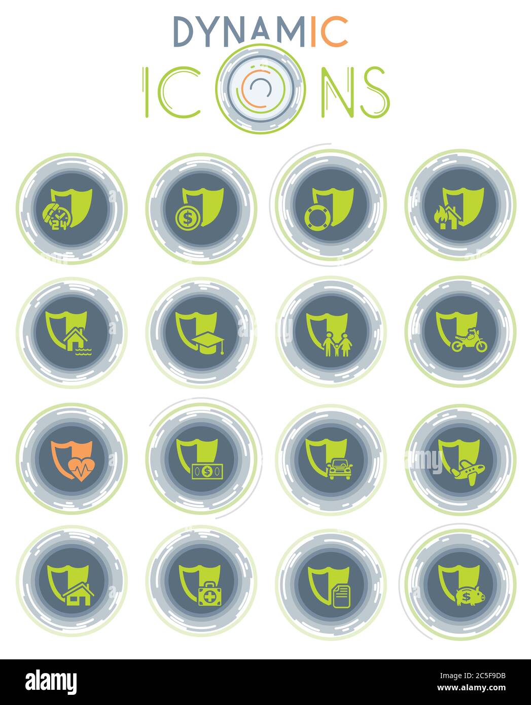 insurance dynamic icons Stock Vector