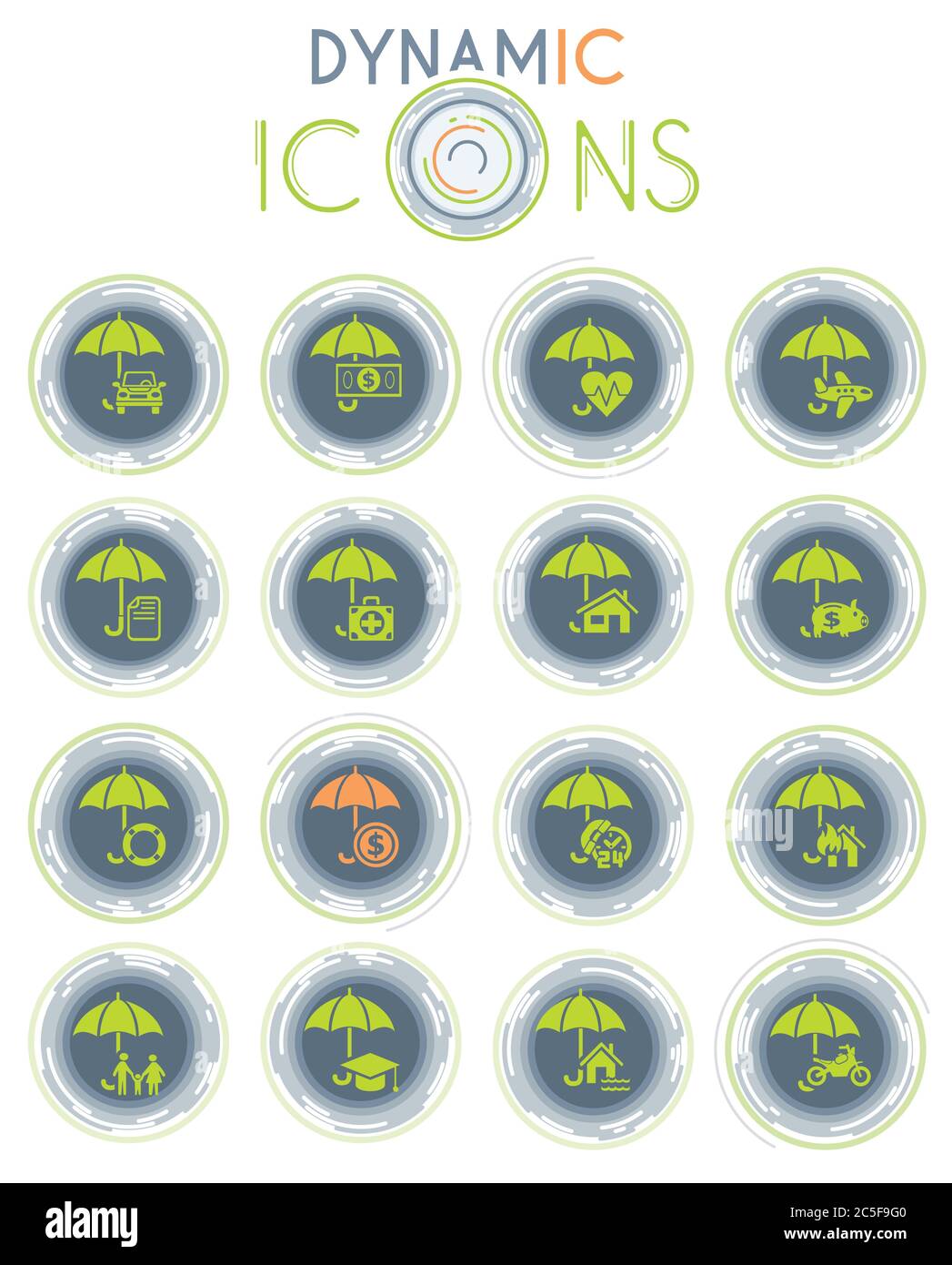 insurance dynamic icons Stock Vector