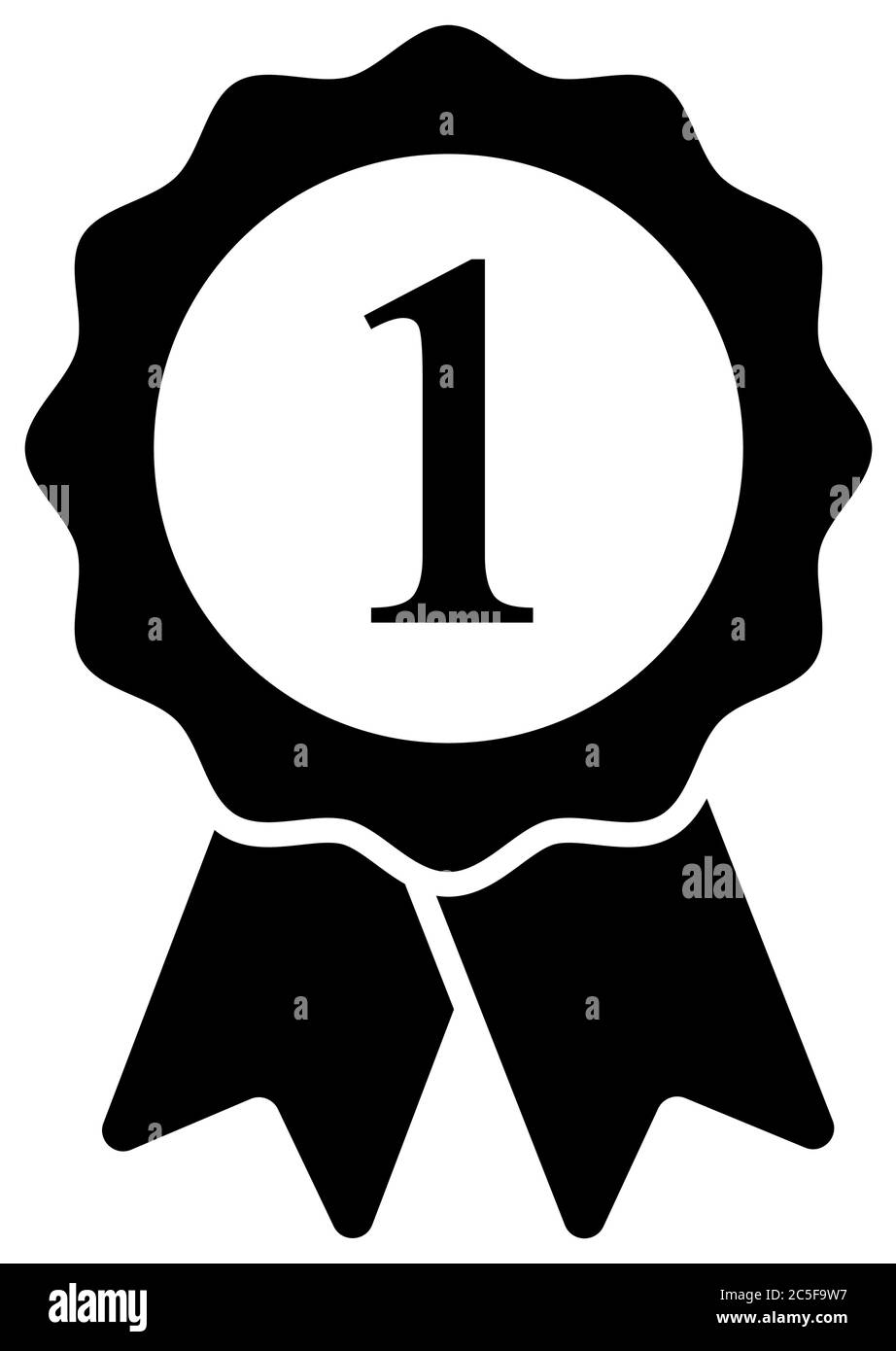 Black ribbon badge icon vector illustration first place award medal symbol Stock Vector