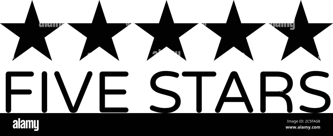 Five Stars Rating logo Great Service symbol isolated on white
