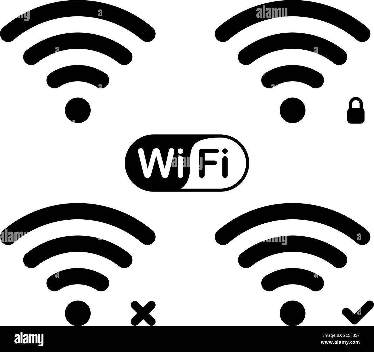 Wi-Fi wireless internet network connection icon black isolated vector on white background Stock Vector