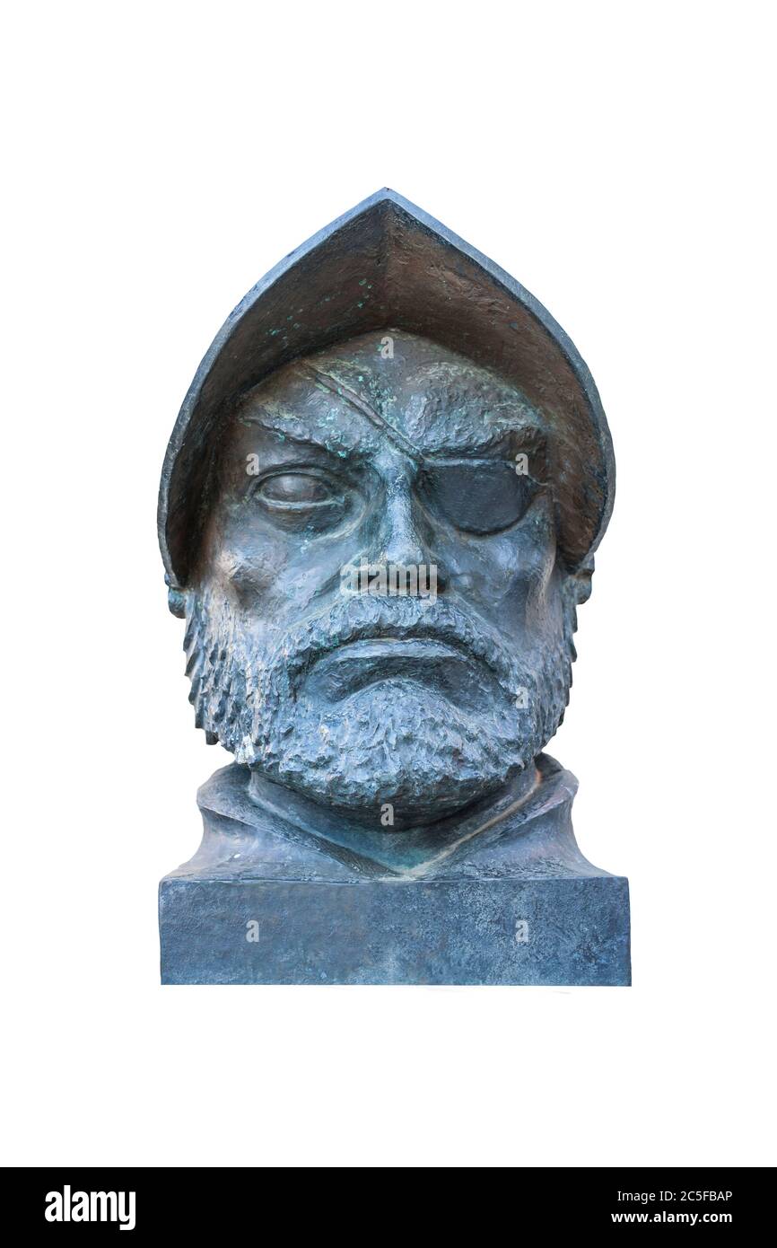 Francisco de Orellana bust. Spanish explorer and conquistador. Trujillo, Spain. Unknown artist Stock Photo