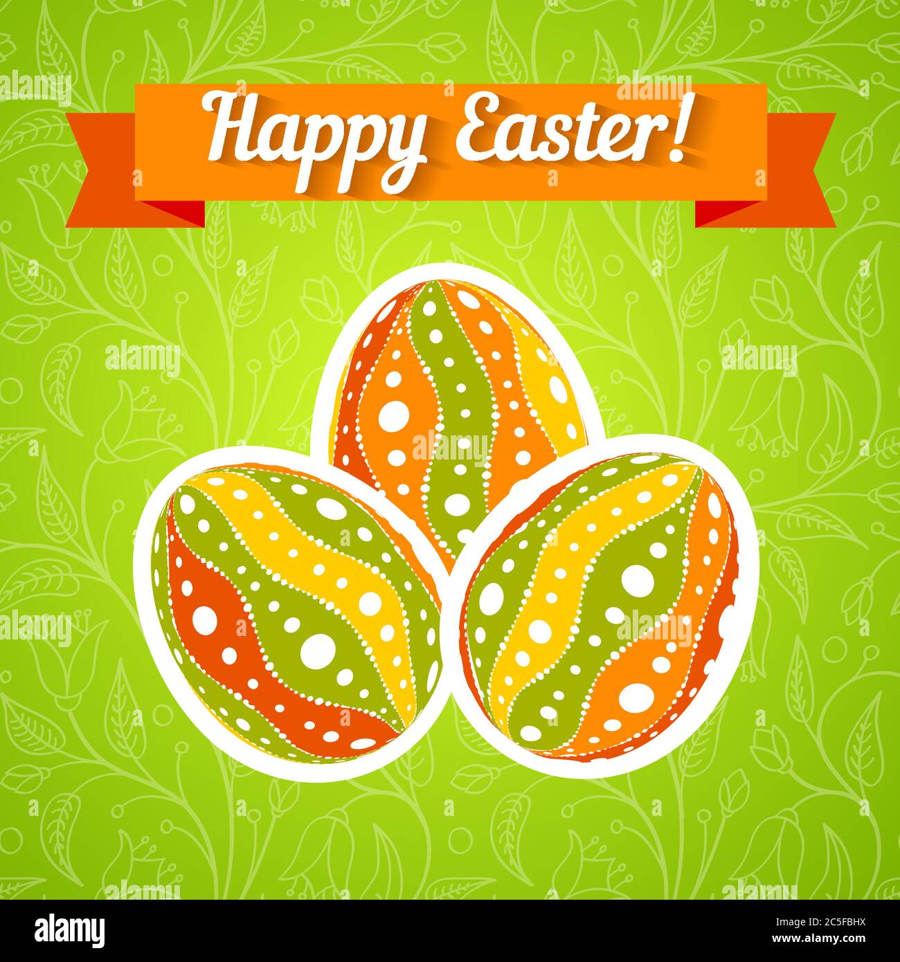 Easter card - patterned egg on bright background. Abstract vector illustration. Stock Vector