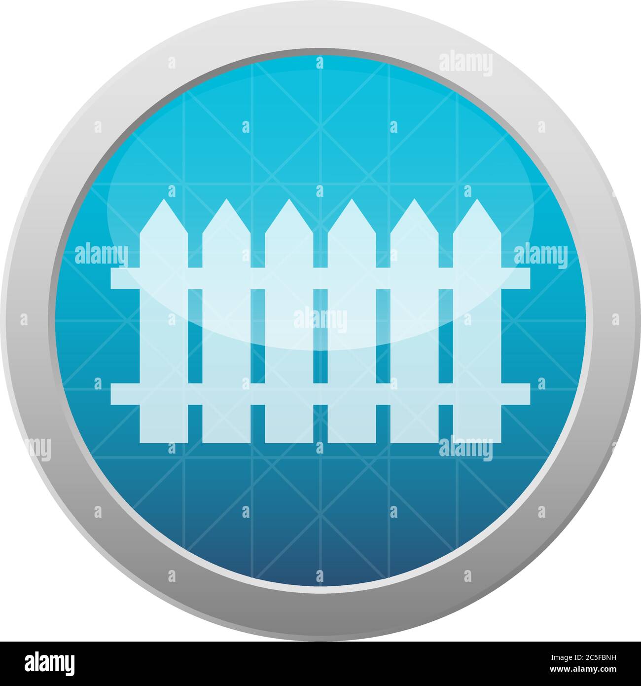Picked fence icon light blue shiny circle isolated vector illustration Stock Vector