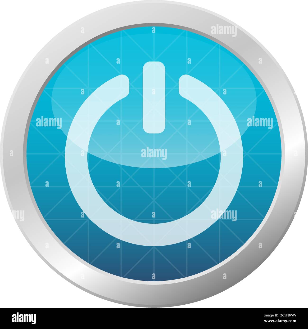 Power button icon electric energy switch on light blue shiny circle frame vector illustration Stock Vector