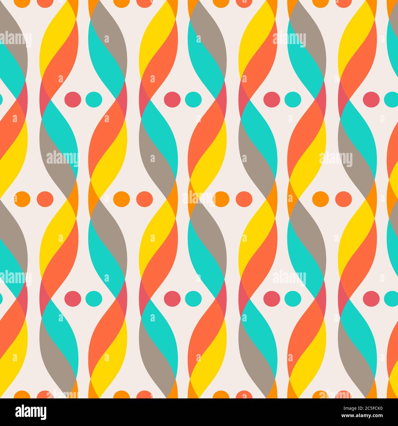 Design elements - colorful waves and dots. Seamless background. Vector illustration. Stock Vector