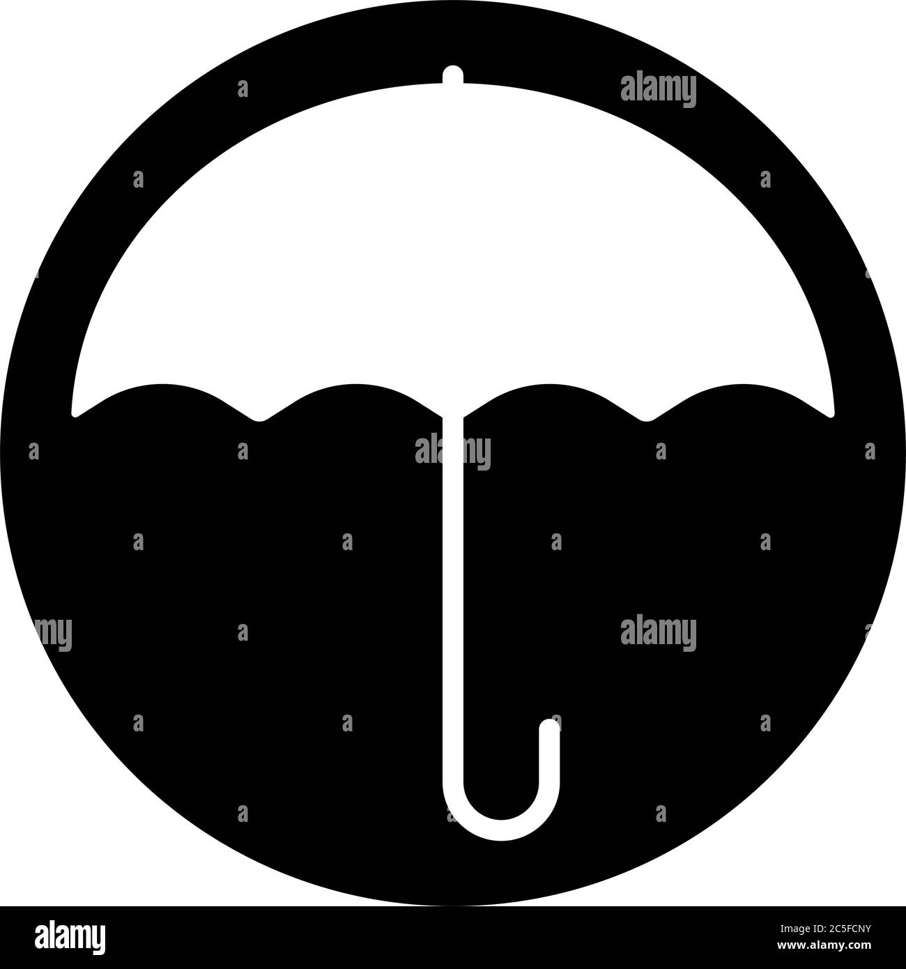 Open umbrella black icon rainy weather protection isolated vector illustration Stock Vector