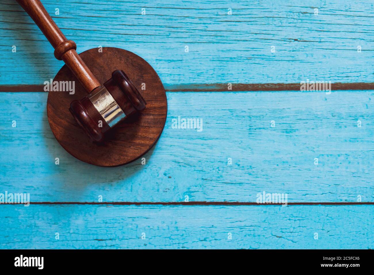 Judge gavel on the wooden Stock Photo