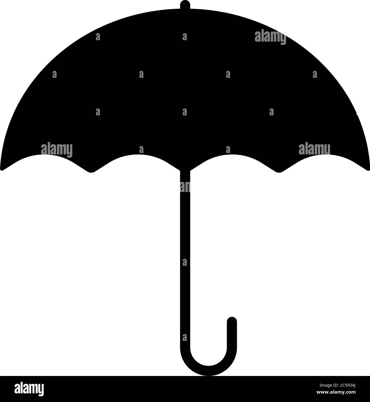 Open umbrella black icon rainy weather protection isolated vector illustration Stock Vector