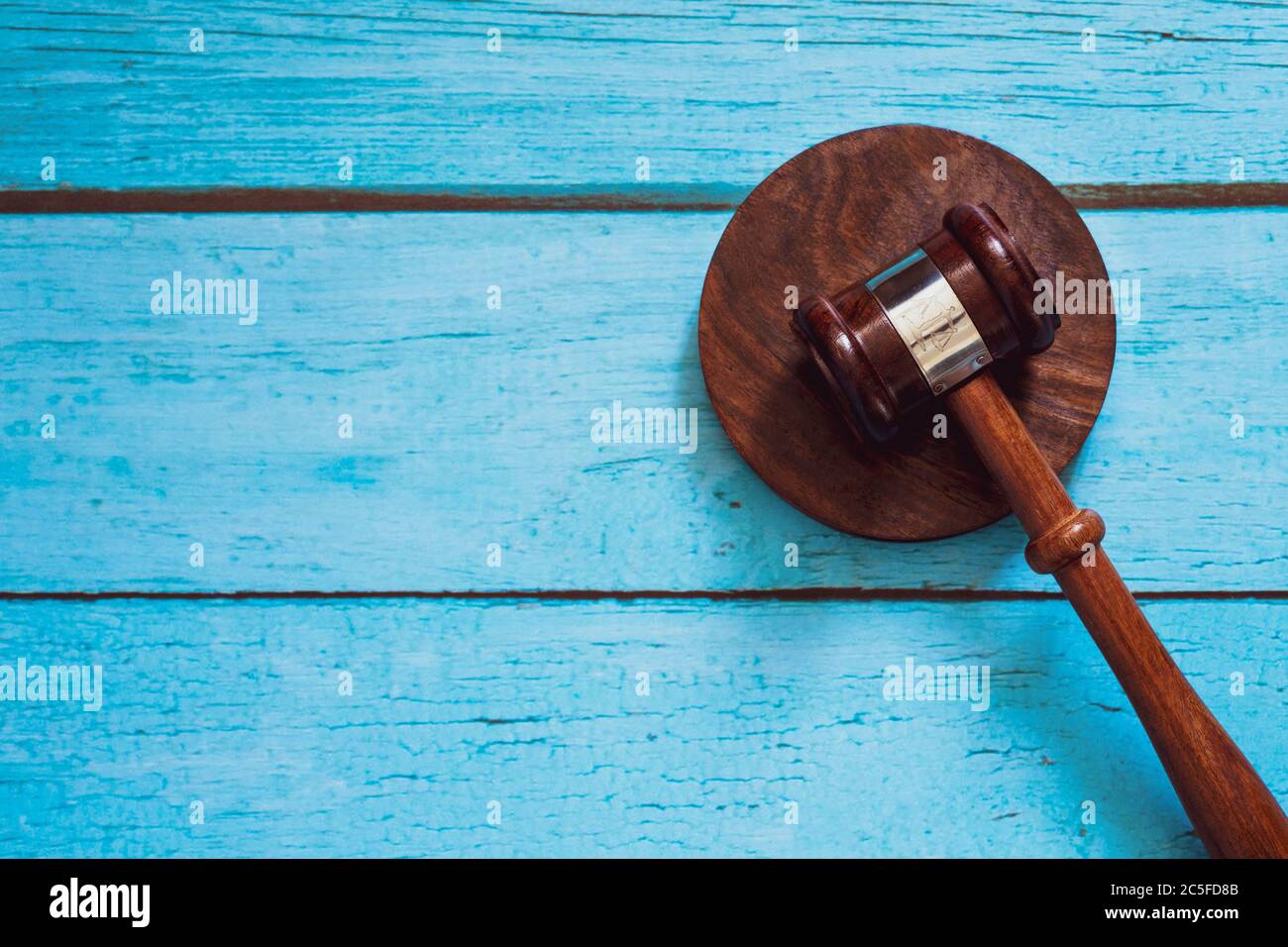 Judge gavel on the wooden Stock Photo