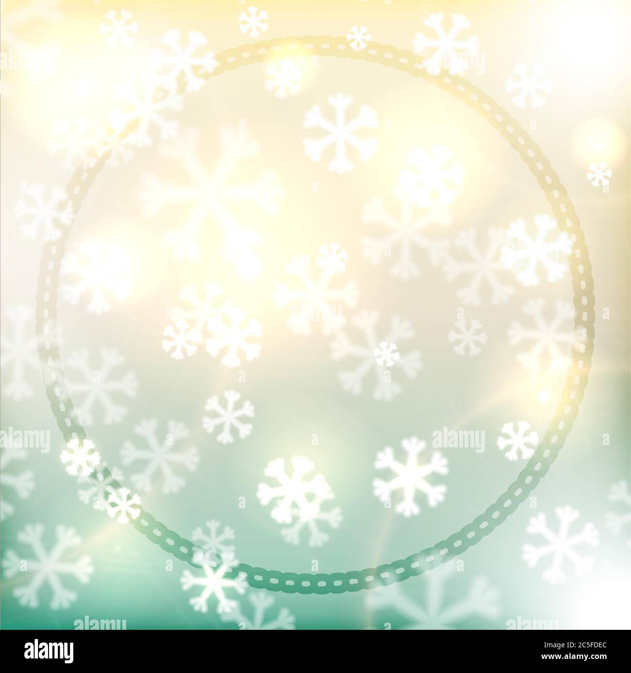 Abstract Christmas background with white snowflakes and light soft ...