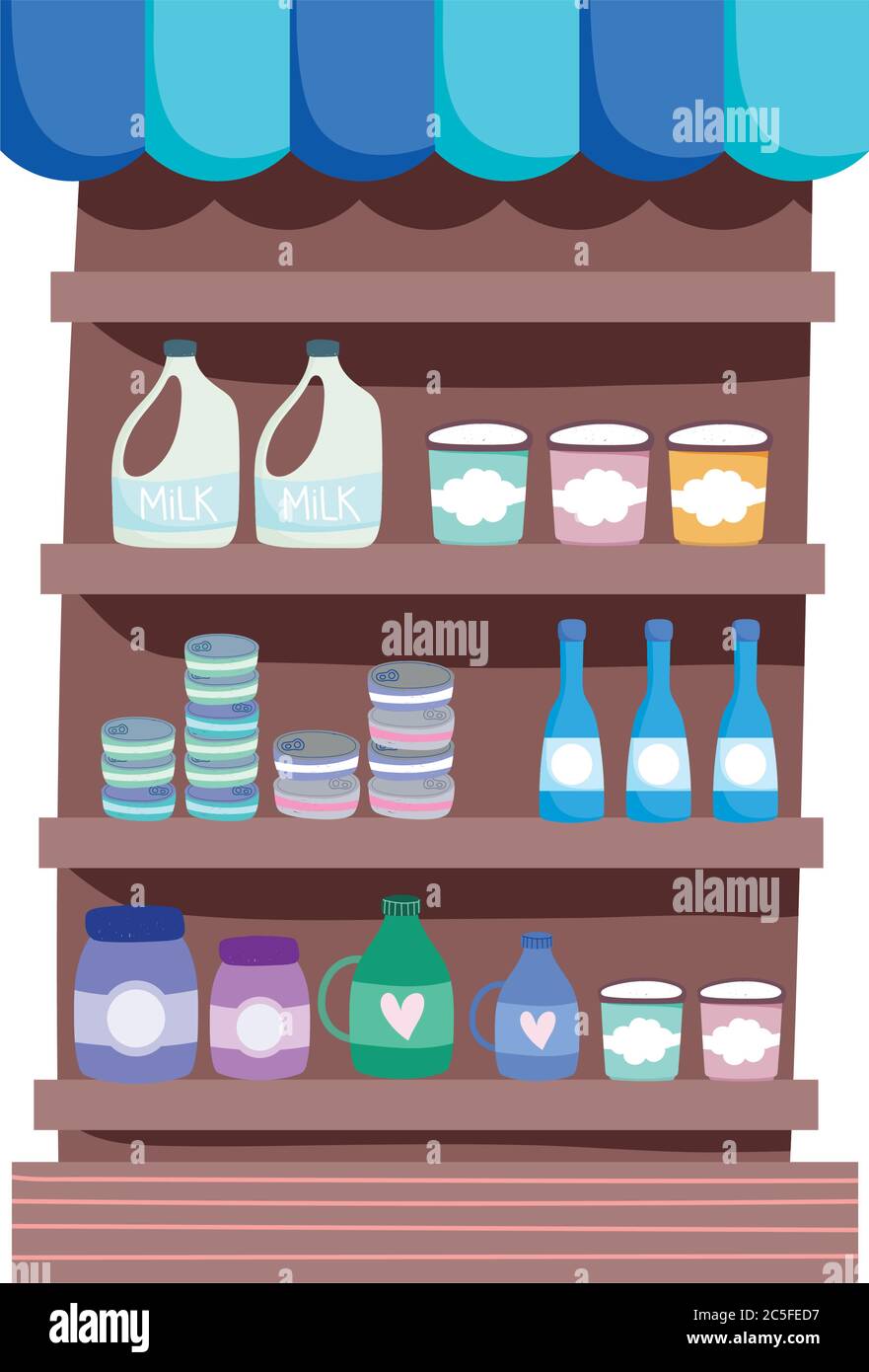 supermarket shelf with food isolated icon design white background vector illustration Stock Vector