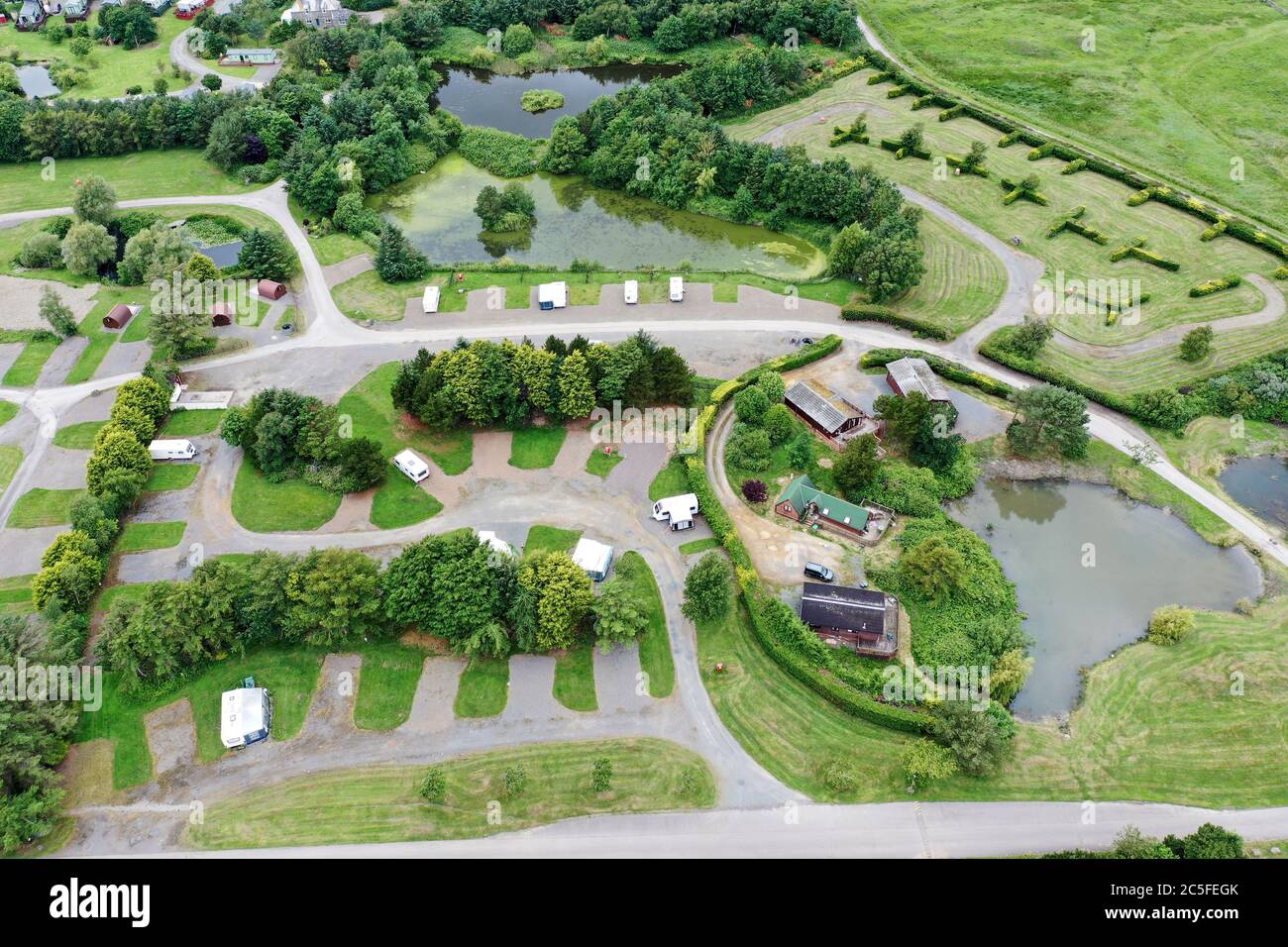 Aerial drone view of Brighouse Bay Caravan Park Dumfries and Galloway