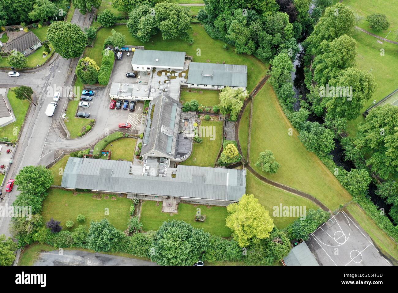 Aerial drone view of Munches Park care home Dalbeattie Stock Photo Alamy