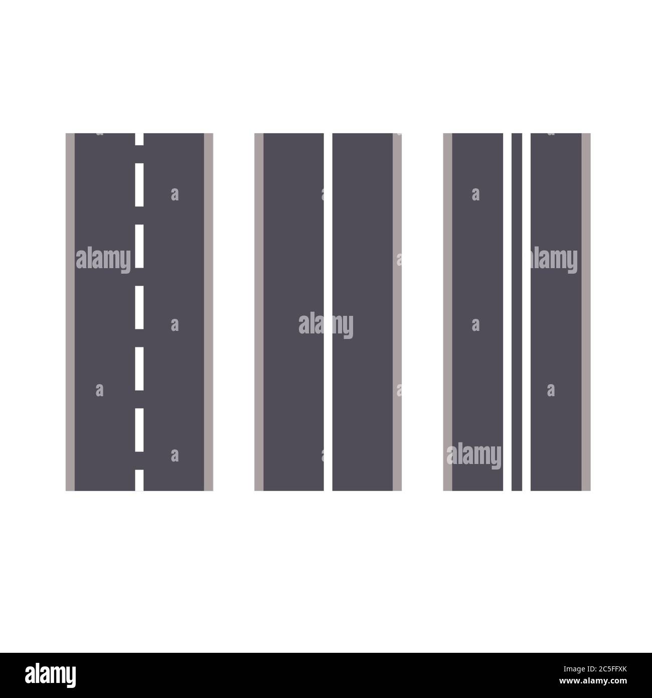 Set of Bending roads and highways vector illustrations. Stock Vector