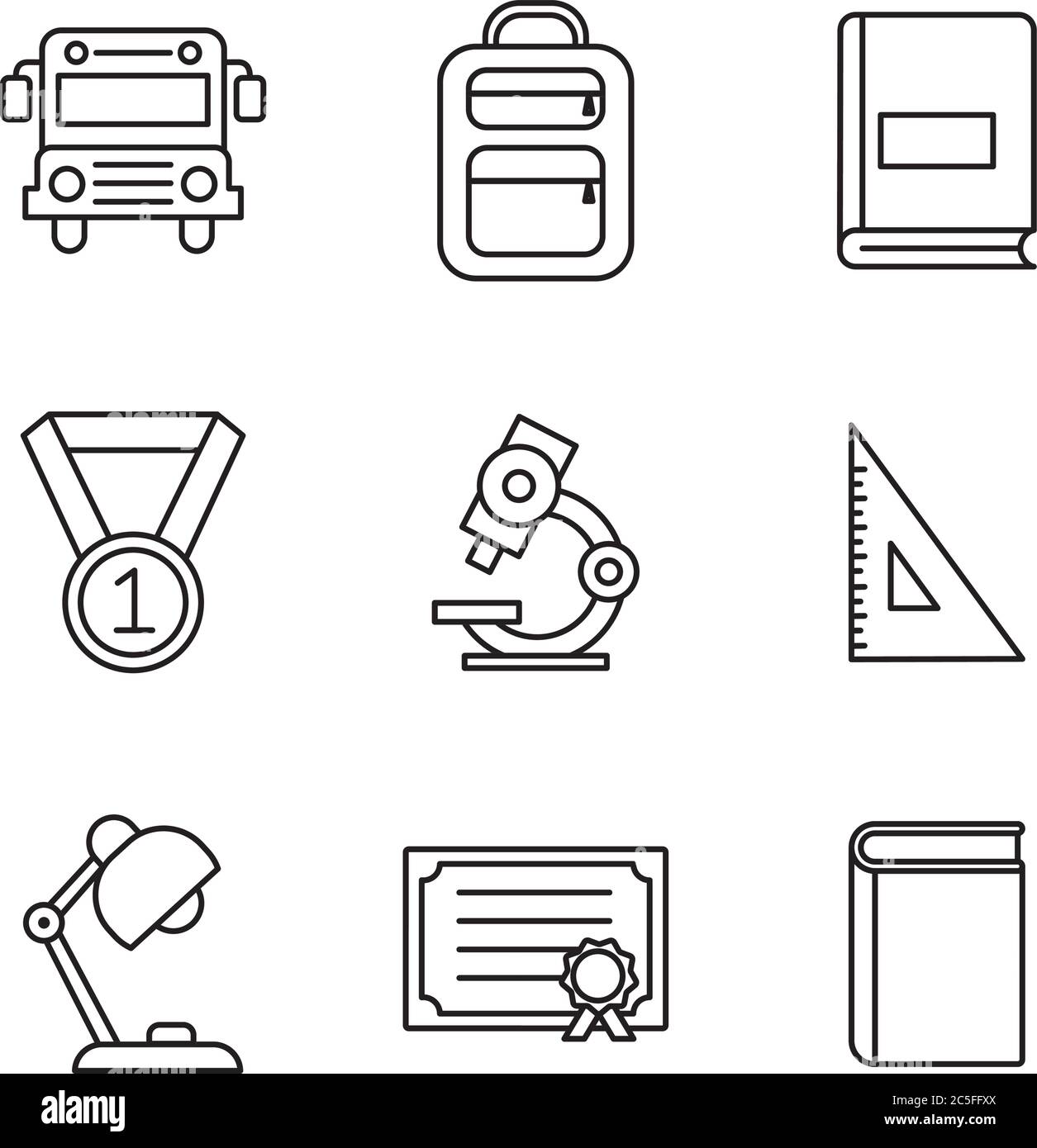 School line style icon set design, education class lesson knowledge ...