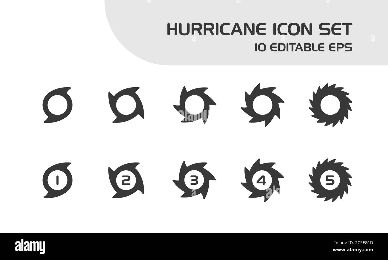 Hurricane categories. Intensity rates. Isolated icon set. Weather and map vector illustration Stock Vector