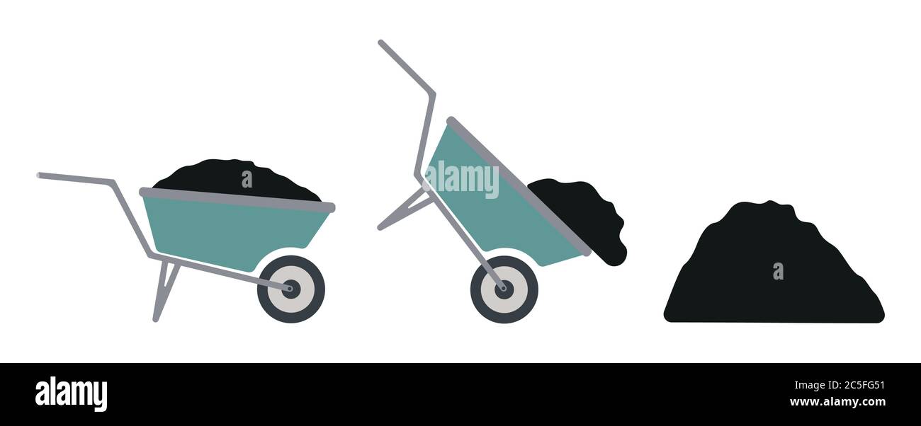 Coal mine trolley on white background. Mine Cart trendy flat style for graphic design, web-site. Vector illustration EPS 10. Stock Vector
